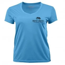 Reef & Reel Women's Fish On Pocket SS V-Neck Performance Shirt