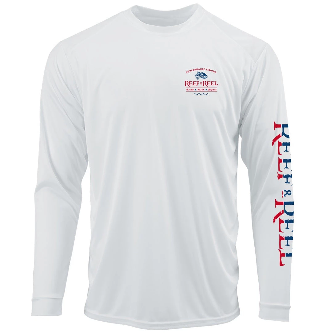 Performance Shirts Reef & Reel Drink Catch Repeat Men's Performance Long Sleeve Fishing Shirt 5 Performance Shirts Reef & Reel Drink Catch Repeat Men's Performance Long Sleeve Fishing Shirt