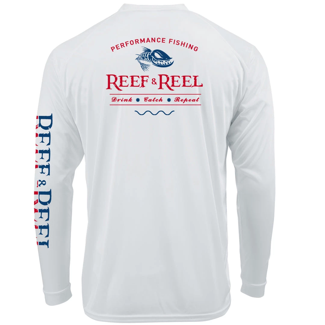 Performance Shirts Reef & Reel Drink Catch Repeat Men's Performance Long Sleeve Fishing Shirt 3 Performance Shirts Reef & Reel Drink Catch Repeat Men's Performance Long Sleeve Fishing Shirt