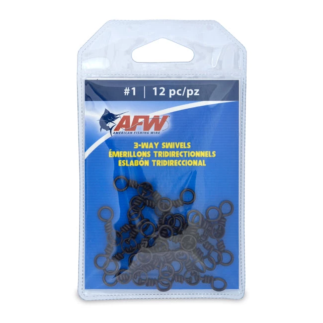 American Fishing Wire Brass 3-Way Swivels With Stainless Steel Rings 3 American Fishing Wire Brass 3-Way Swivels With Stainless Steel Rings
