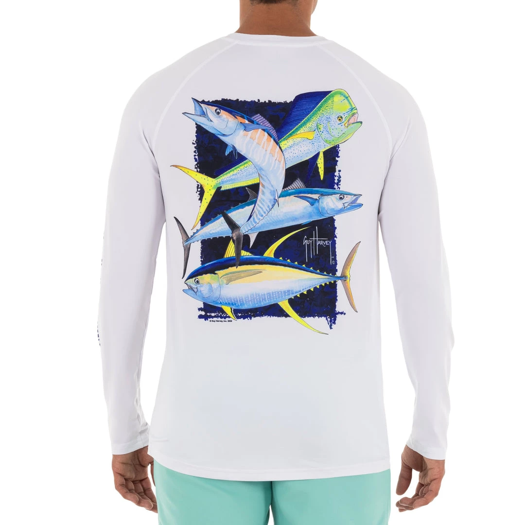 Guy Harvey Men's Offshore Slam Raglan Sleeve Sun Protection Top Performance Shirts 3 Guy Harvey Men's Offshore Slam Raglan Sleeve Sun Protection Top Performance Shirts