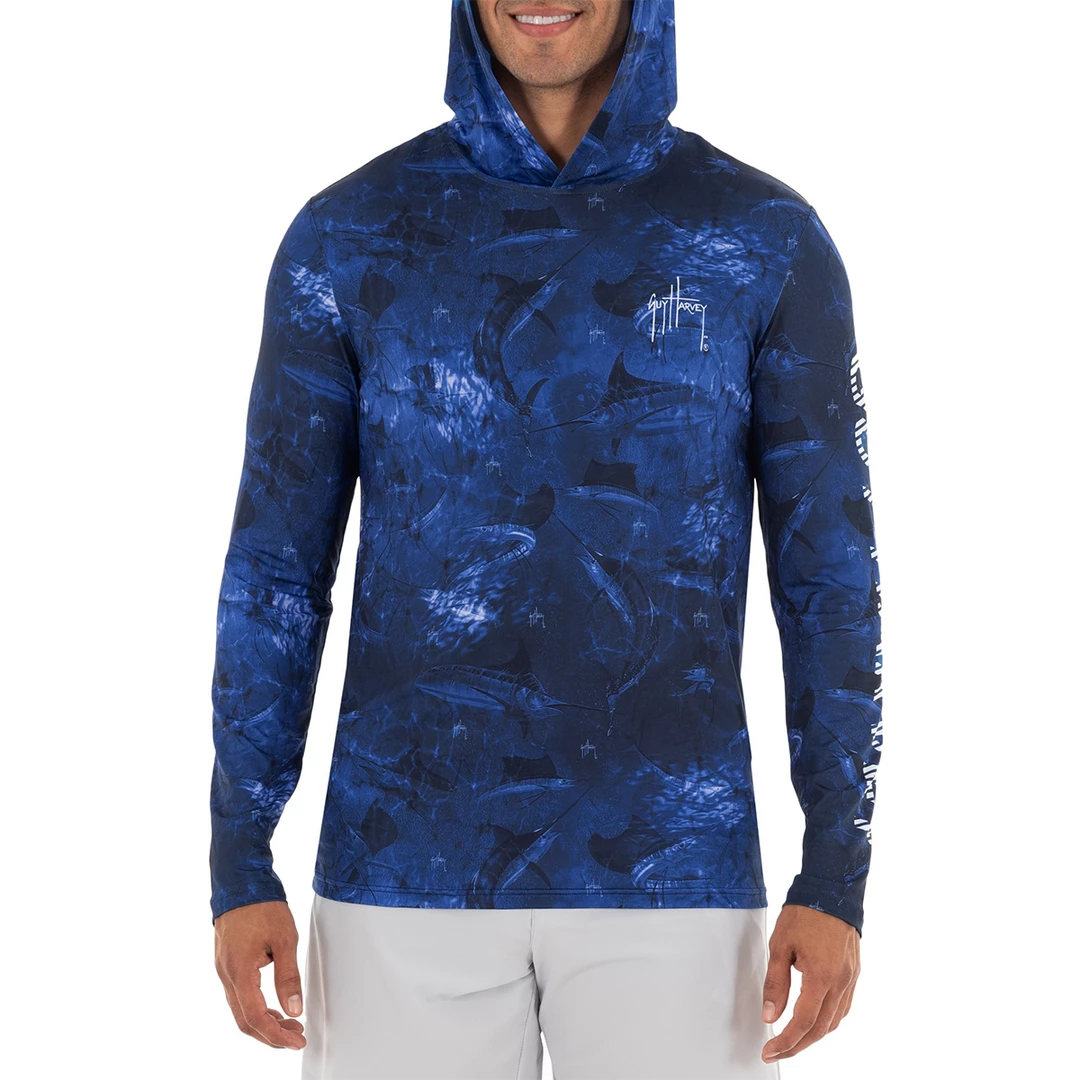 Performance Hoodies Guy Harvey Men's Saltwater All Over Performance Estate Hoodie 3 Performance Hoodies Guy Harvey Men's Saltwater All Over Performance Estate Hoodie