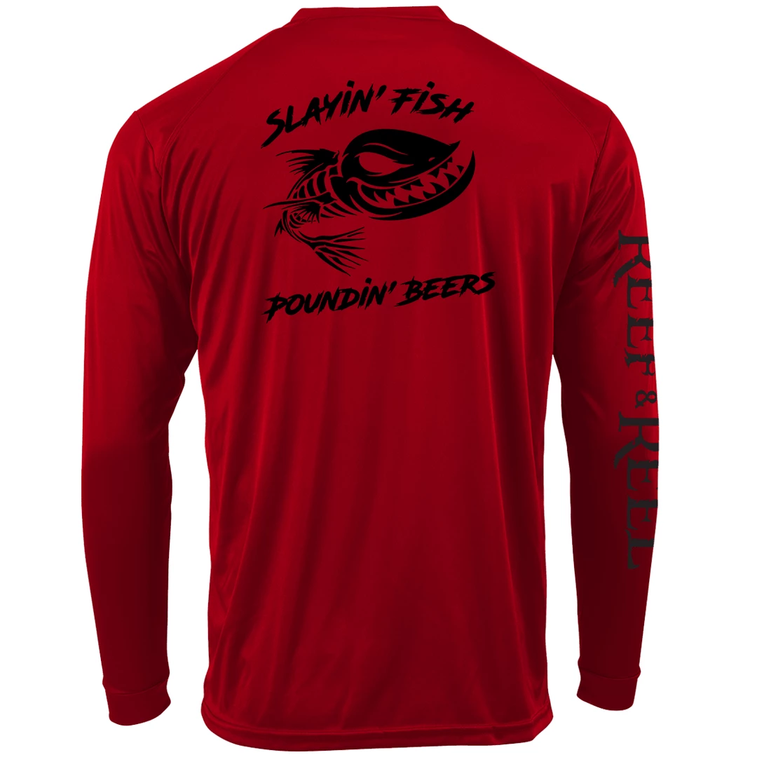 Reef & Reel Slayin' Fish Poundin' Beers Performance LS Shirt 5 Reef & Reel Slayin' Fish Poundin' Beers Performance LS Shirt