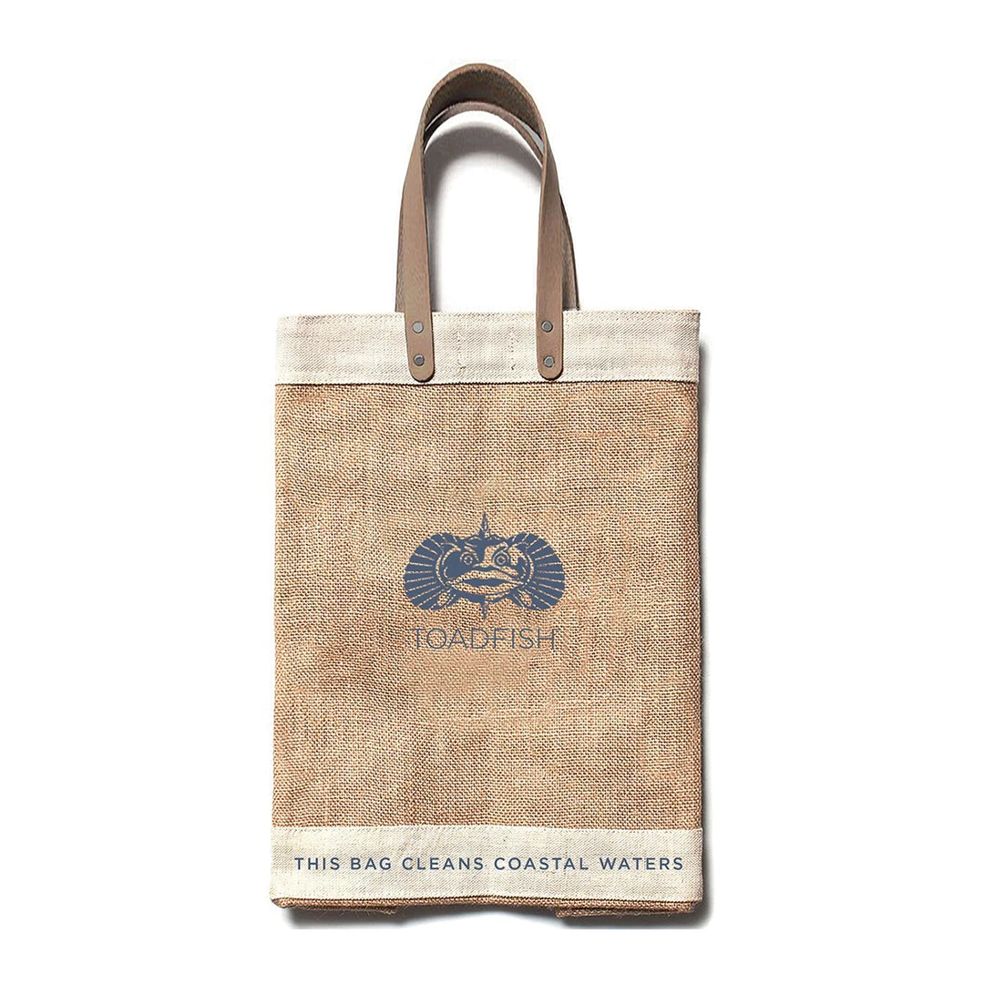 Toadfish Burlap Market Bag - Waxed Bottom - Leather Straps Kitchen 3 Toadfish Burlap Market Bag - Waxed Bottom - Leather Straps Kitchen