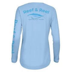 Reef & Reel Women's Blue Fish Long Sleeve Performance Shirt Performance Shirts